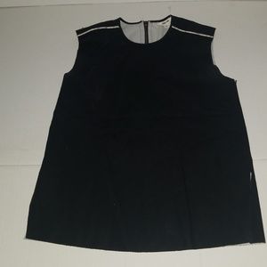 HELMUT LANG Black Sleeveless Top w/ Snakeskin Trim